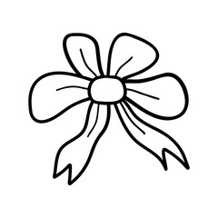 Funny Christmas bow. Christmas, New year concept. Hand drawn illustration