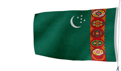 Two Turkmenistan flags on crossed poles representing unity and partnership.