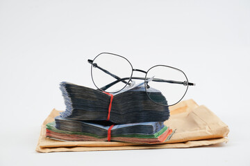 glasses and money