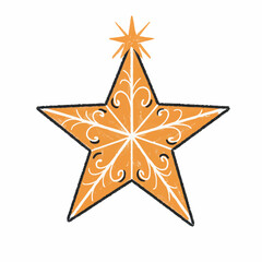 Obraz premium Decorative orange star icon with floral design and embellishments 