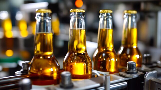 Bottling Process of Craft Beer in a Modern Brewery Factory