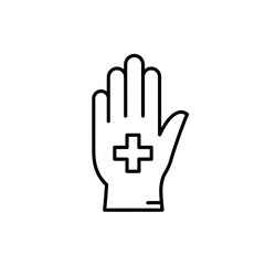 Obraz premium Medical glove with cross symbol on white background 