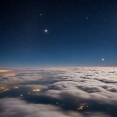Fototapeta premium Aerial View of Clouds and Stars at Night.