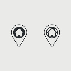 Obraz premium Minimalist map house- black outline location symbol