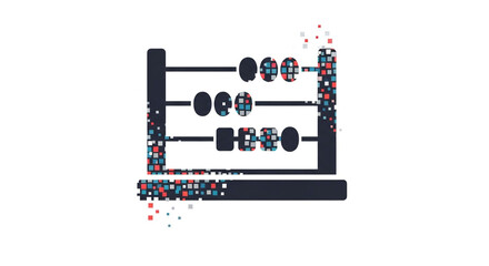 Vintage abacus with pixelated detail evokes nostalgia for classic calculation methods, perfect for illustrating finance, math, or education concepts
