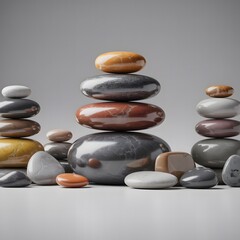 Colorful stacked stones zen balance artwork, Generative Ai
