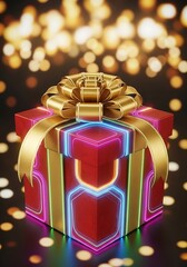 Gift Box with Neon Lights.