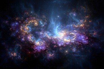 Colorful Nebula With Stars In Space