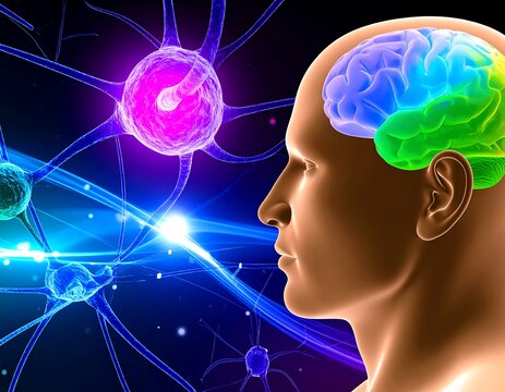 Colorful brain and neurons - Powered by Adobe