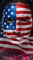 American Flag Face Patriotic Portrait.