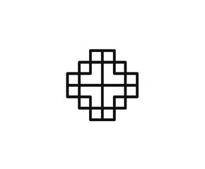 Fototapeta premium Square Cross Icon. Medical, Church, Logo, Charity symbol on a white background