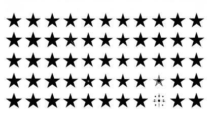 Naklejka premium Star Rating Black stars in pattern on white, success or review icon, isolated design