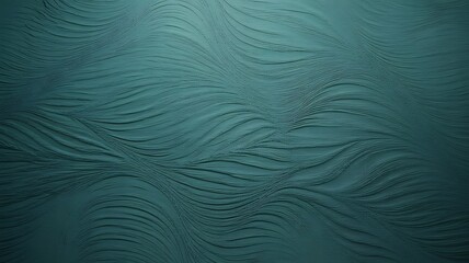 Obraz premium Deep Teal Textured Surface with Flowing Wavy Lines and Subtle Shadows background
