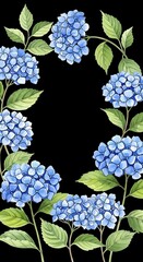 Hydrangea Floral Frame Design.