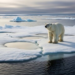 Polar Bear on Arctic Ice Floes.