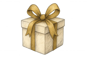 Obraz premium Giftbox with golden glitter bow and ribbon, celebrating holidays, birthdays, and special surprises