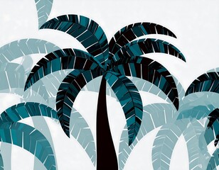 Tropical palm trees with teal leaves
