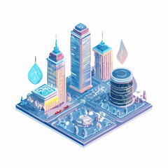 city skyline and skyscrapers