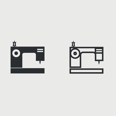 Minimalist Sewing machine- black outline tailoring symbol