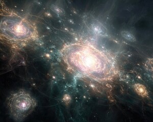 Vast Colorful Galaxy Clusters In Deep Space