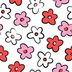 Cute Floral Background Pink Red Flowers Pattern