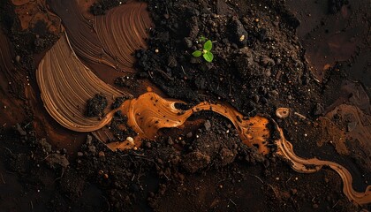 Abstract depiction of earth's elements: soil, texture, and life