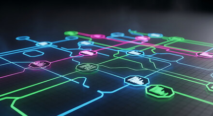 Futuristic Network Connections with Glowing Nodes and Lines technology digital