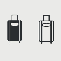 Minimalist Travel bag icon- black outline luggage symbol
