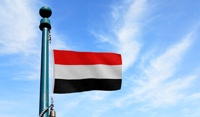 Three Yemen flags arranged side by side; suitable for celebrations, events, and educational materials.