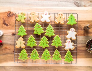 Christmas cookies on a cooling rack