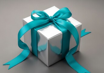 Gift Box with Teal Ribbon.