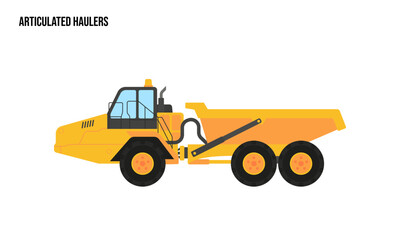 Articulated Haulers heavy equipment flat illustration, Articulated Haulers heavy equipment Logo Template vector