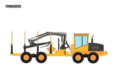 Forwarders heavy equipment flat illustration, Forwarders heavy equipment Logo Template vector