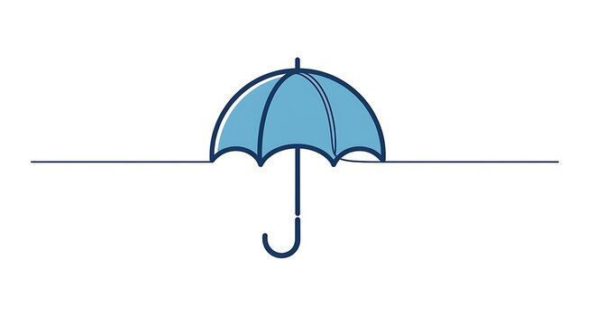 Blue umbrella icon on white background simple weather protection symbol