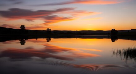 Serene Sunset Over Still Water.