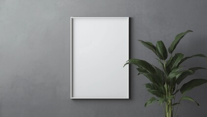 Metal frame hanging in street mockup. Template of a picture framed on a wall bathed in sunlight 3D rendering 