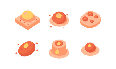 Colorful geometric food icons with modern isometric design for culinary inspiration