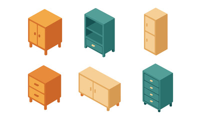 Fototapeta premium Isometric minimalist furniture collection in earthy tones