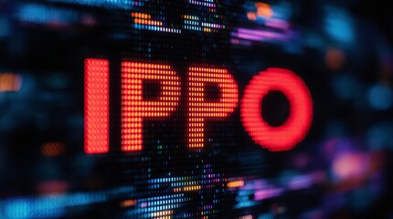 golden stock ticker displaying ipo with financial charts symbolizing investment and capital market growth | finance, investment, business, technology, economy theme