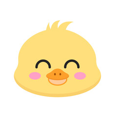 Cute Yellow Chick Icon with Gift Box and Happy Face for Children's Designs, Vector Illustration