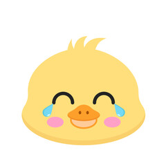 Delightful yellow duck chick shedding tears of pure joy, an expressive illustration ideal for a gift box or adding cheerful emotion to festive designs