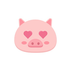 A charming cartoon pig character with adorable heart-shaped eyes expressing deep affection and warmth, perfect for celebrating love and sweet sentiments