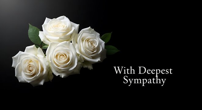 White Roses Sympathy Card.