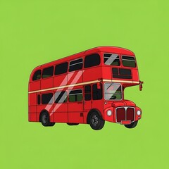 Classic London Double Decker Bus Illustration.