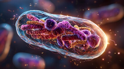 3D Illustration of Human Cell Structure – Microscopic Science Visualization