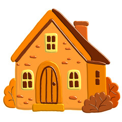 illustration o a small orange house