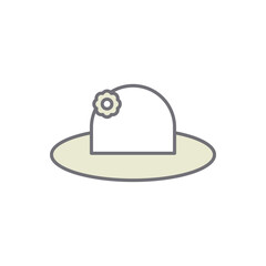 Fototapeta premium Minimalist Line Art Illustration of a Feminine Sun Hat with Flower Detail Icon