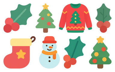 Fototapeta premium PNG Festive holiday icons collection, element set on transparent background