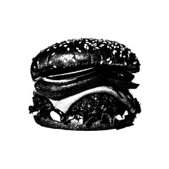 Vintage Style Sketch of a Cheeseburger