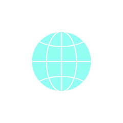 Obraz premium Stylized Cyan Blue Globe Icon Representing Global Connection and World Network